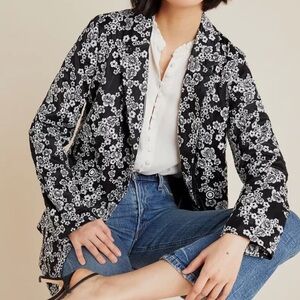 Eva Franco Anthropologie‎ Aylie Embroidered Floral Print Blazer Size XS